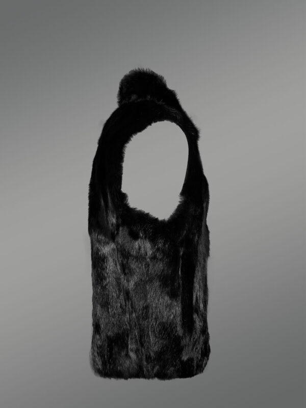 Authentic Black Rabbit Fur Vest for Men - Image 3