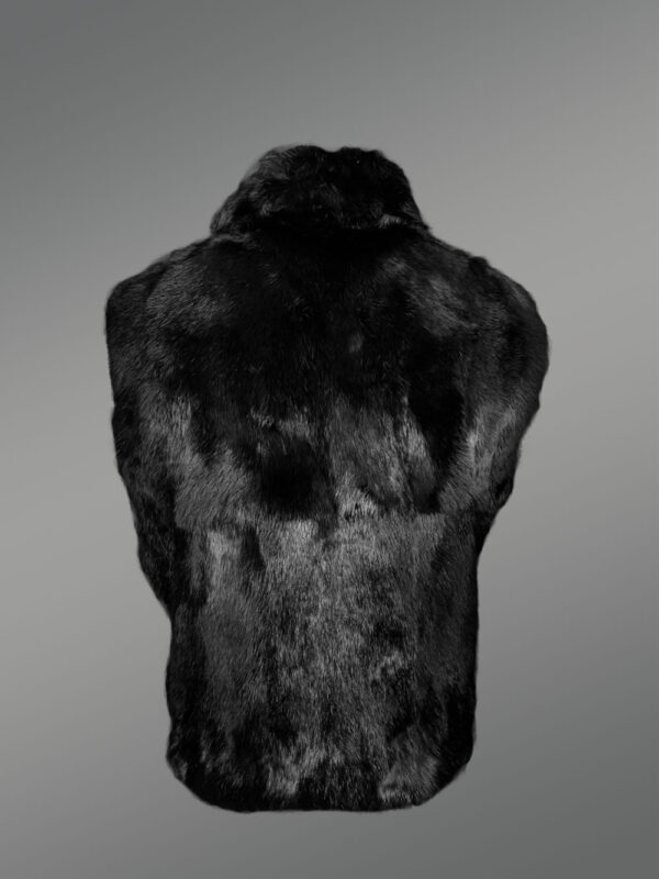 Authentic Black Rabbit Fur Vest for Men - Image 4