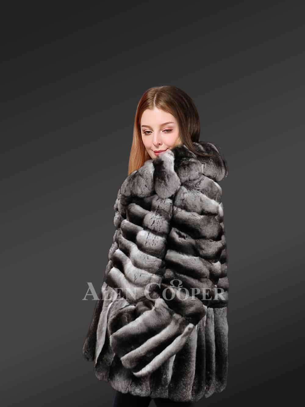 Real and Authentic Chinchilla Fur Swing Coat - Image 2