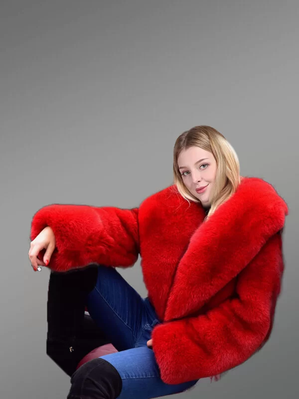 Real Fox Fur Crop Jacket for Stylish Diva - Image 4