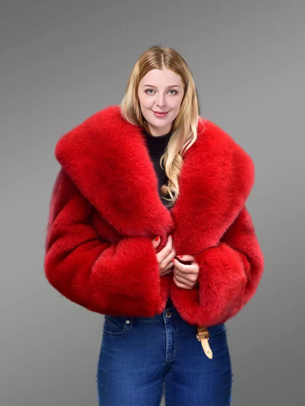 Real Fox Fur Crop Jacket for Stylish Diva