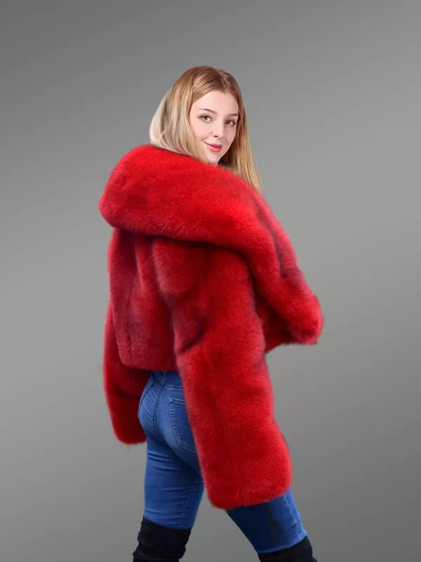 Real Fox Fur Crop Jacket for Stylish Diva - Image 3