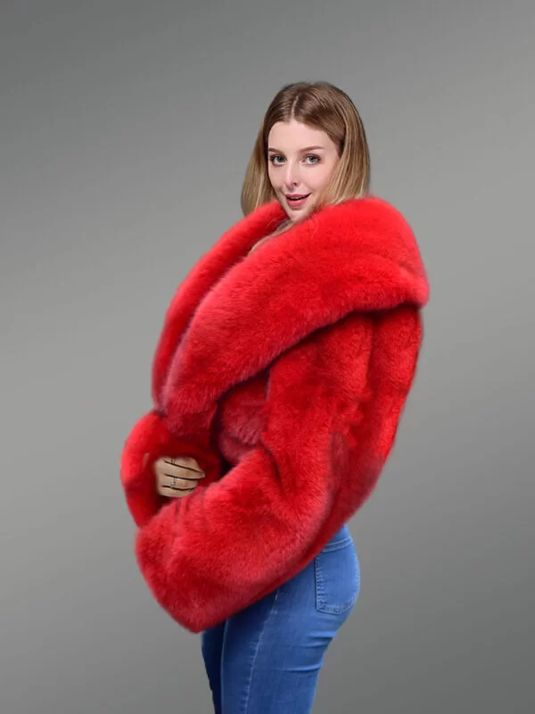 Real Fox Fur Crop Jacket for Stylish Diva - Image 5