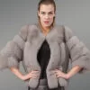 Real Fox Fur Grey Winter Coat For Style-Conscious Women (2)