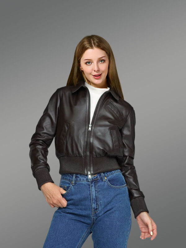 Real Leather Jacket in Dark Brown for Women In Trendy Style