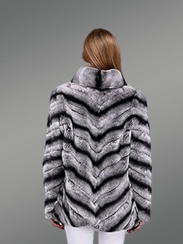 Over Sized High Neck Real Rabbit Fur Winter Outerwear in Grey - Image 9