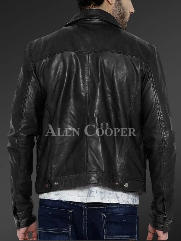 Real Leather Winter Jacket with Traditional Snap Pockets for Men - Image 11