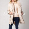 Real raccoon fur collar mid-length warm winter parka for women