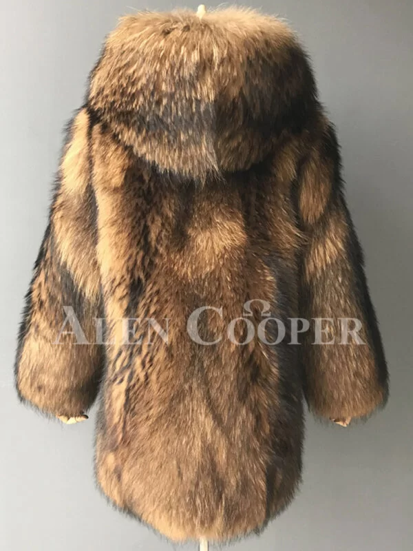 Real Raccoon Fur Winter Outerwear with Stylish Hood for Women - Image 5