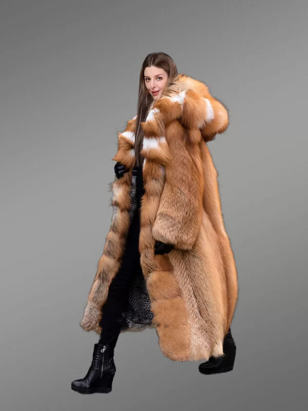 Red Fox Fur Tuxedo Coat for Women - Image 5