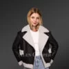 Shearling wool finish jacket for women