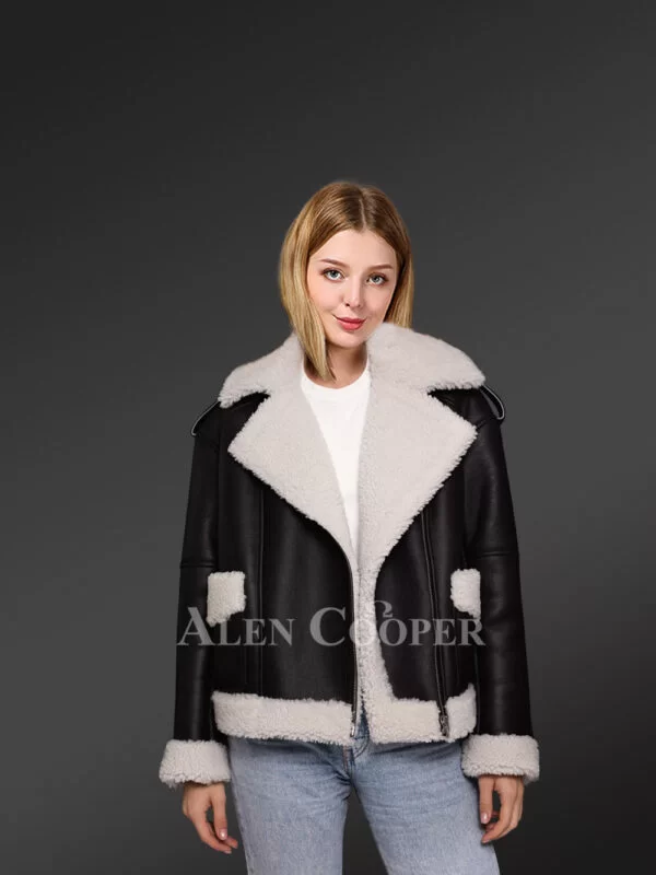 Shearling Wool Finish Jacket for Women - Image 2