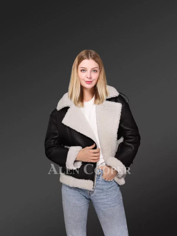 Shearling Wool Finish Jacket for Women - Image 3