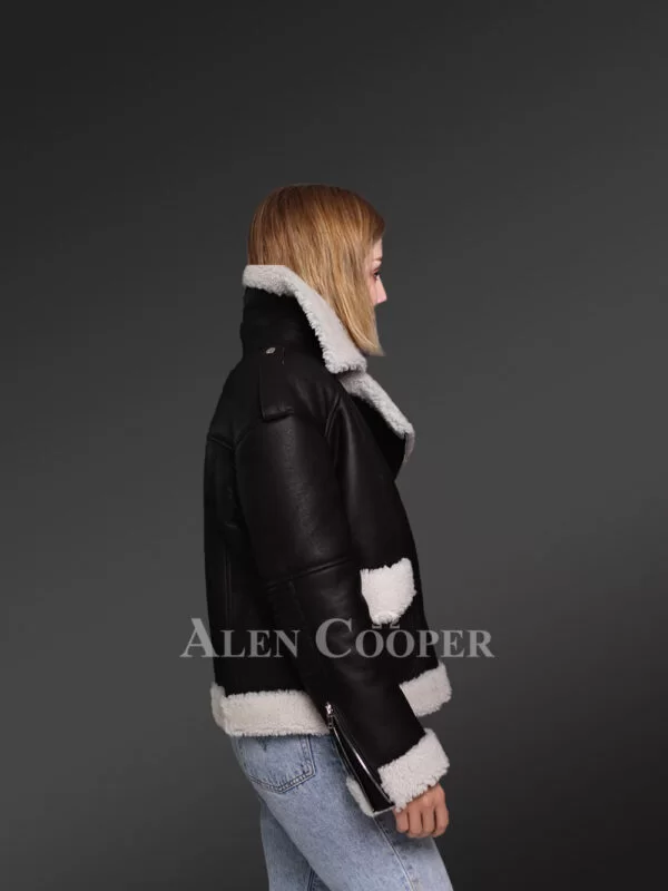 Shearling Wool Finish Jacket for Women - Image 5