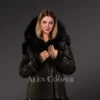 Sheepskin Shearling Jacket for Women In Cuff Belts And Hood