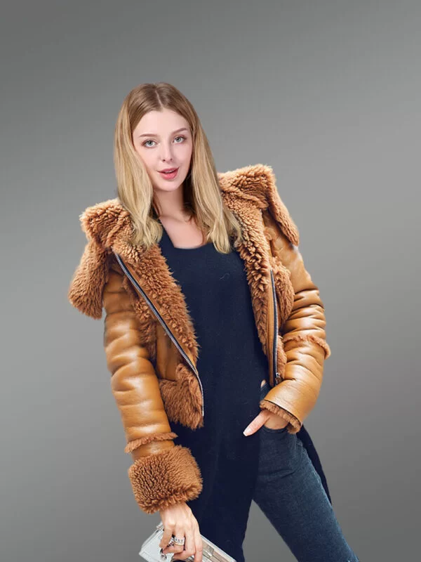 Sheepskin Shearling Crop Jacket - Image 2