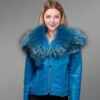 Short blue Shearling Jacket furrik