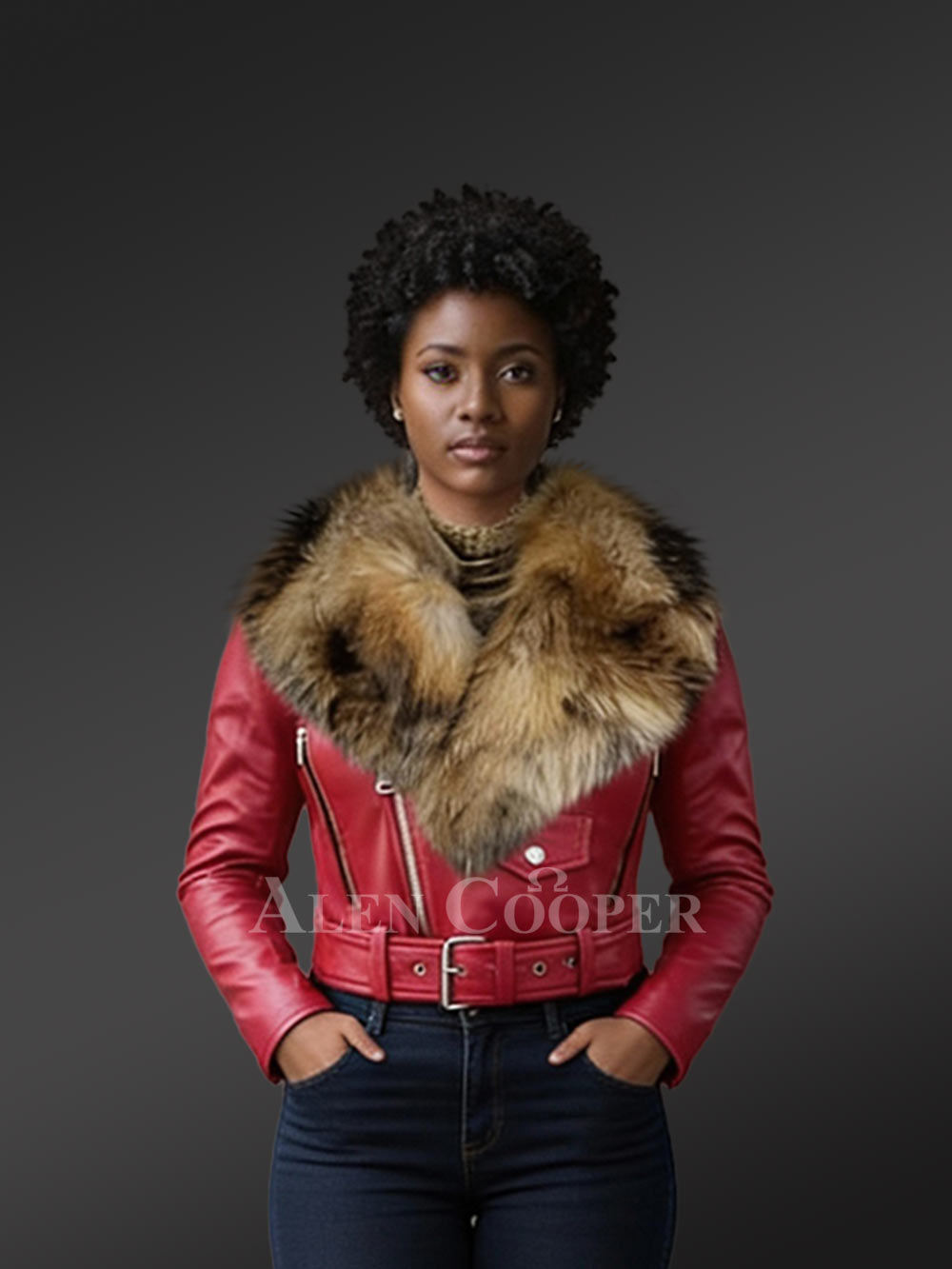 Womens Leather Jacket with Fur Collar for a Smart Snazzy Look