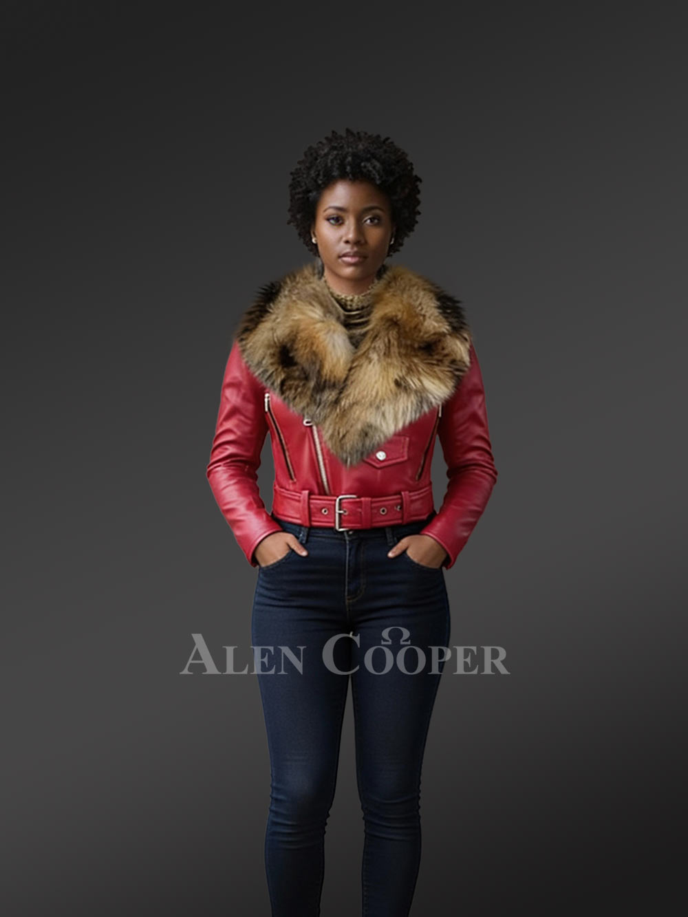 Womens Leather Jacket with Fur Collar for a Smart Snazzy Look - Image 2