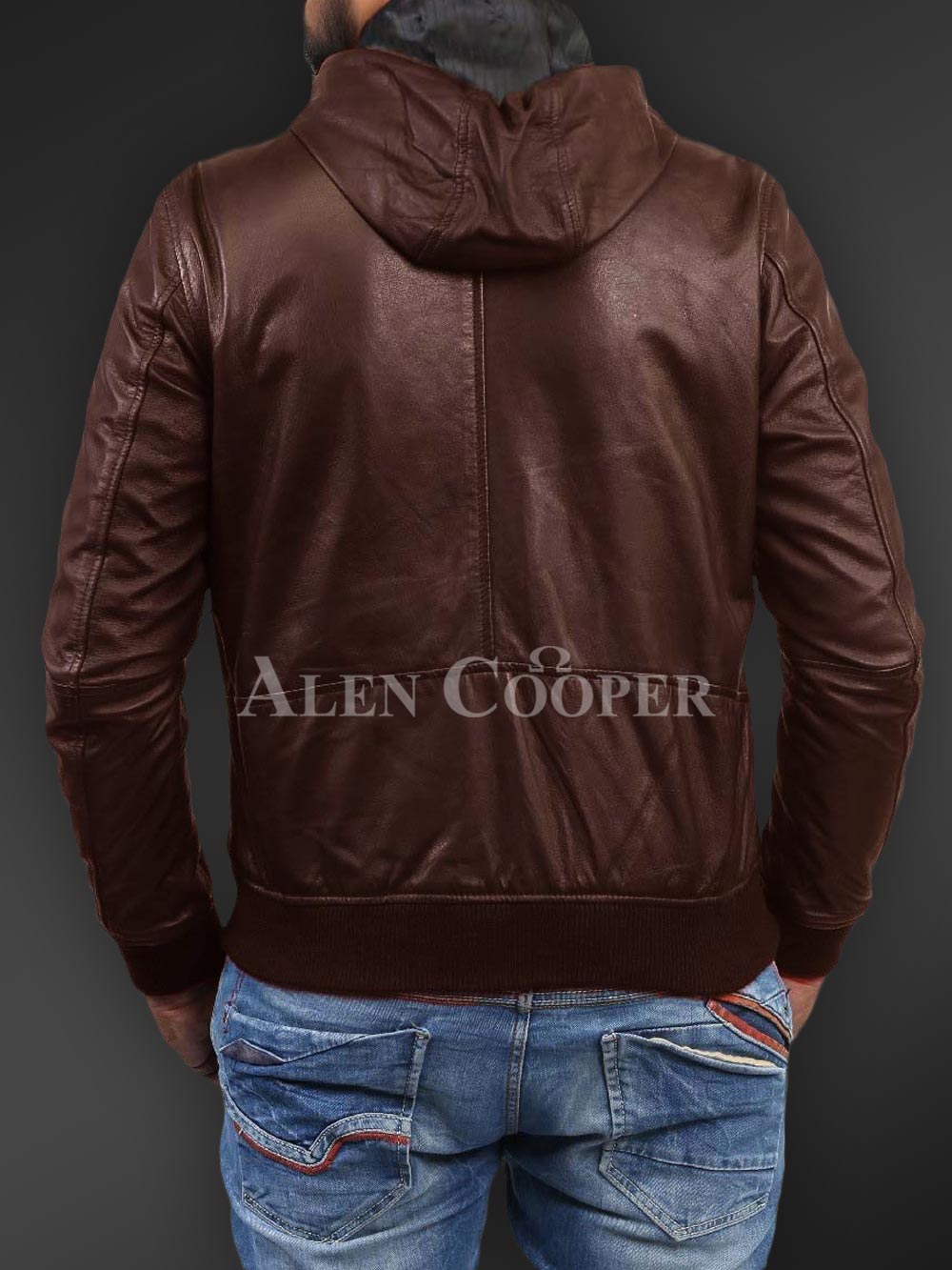 Soft and smooth textured affordable real leather hooded jacket - Image 9