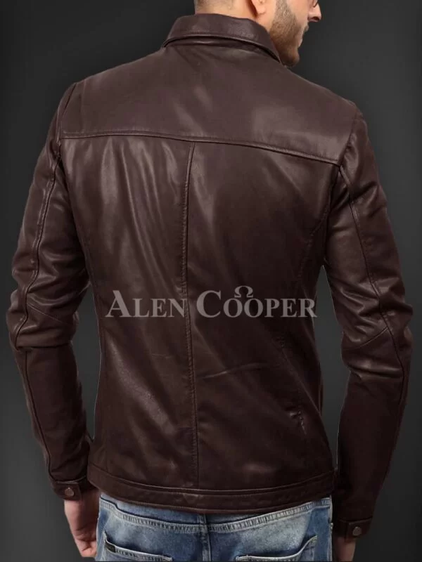 Soft Solid and Straight Real Leather Winter Jacket for Men - Image 14