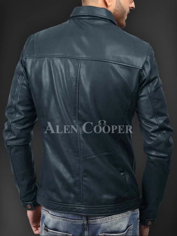 Soft Solid and Straight Real Leather Winter Jacket for Men - Image 13