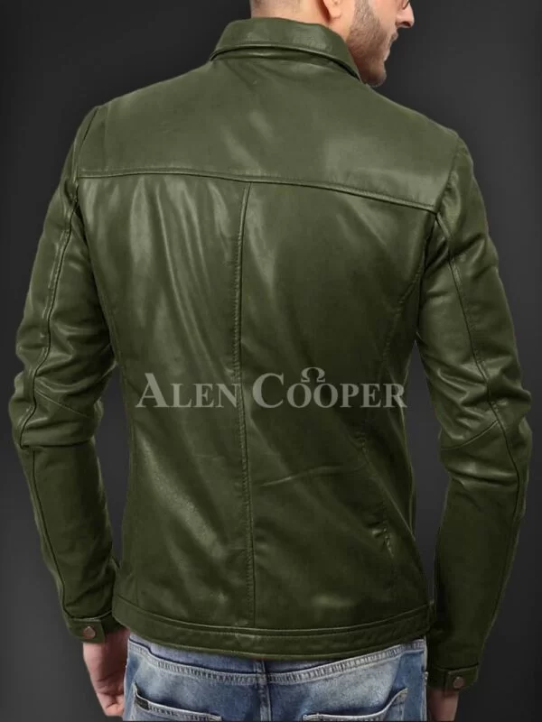 Soft Solid and Straight Real Leather Winter Jacket for Men - Image 16