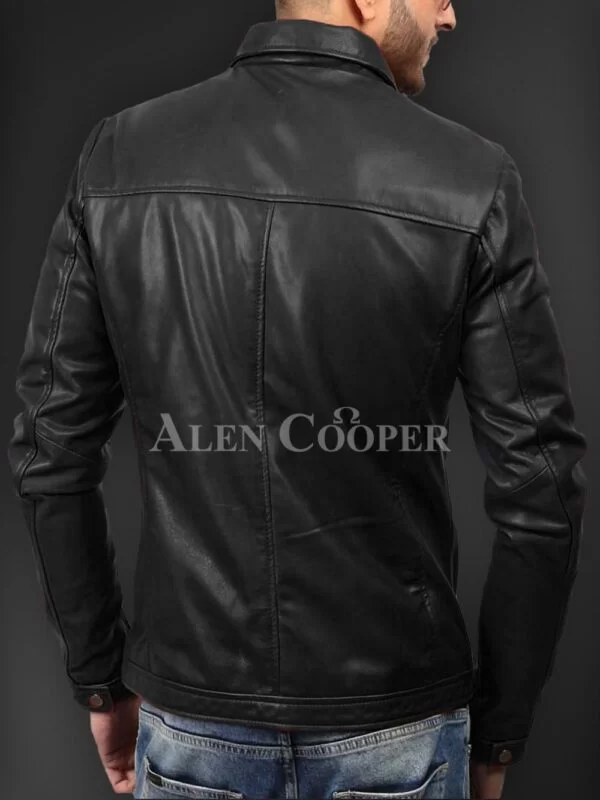 Soft Solid and Straight Real Leather Winter Jacket for Men - Image 15