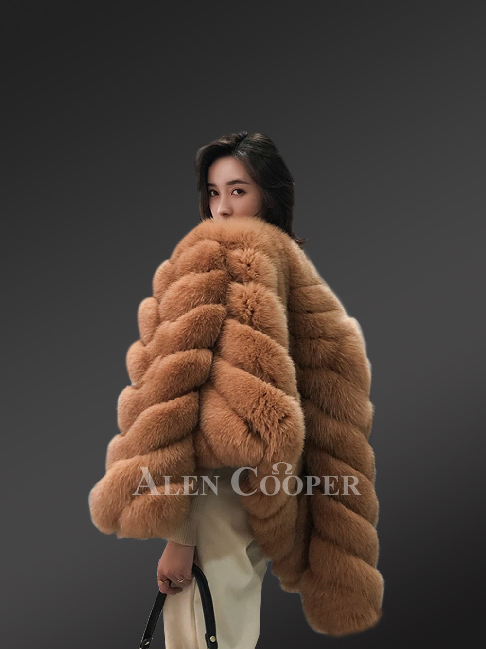 Pelted brown jacket for women - Image 2