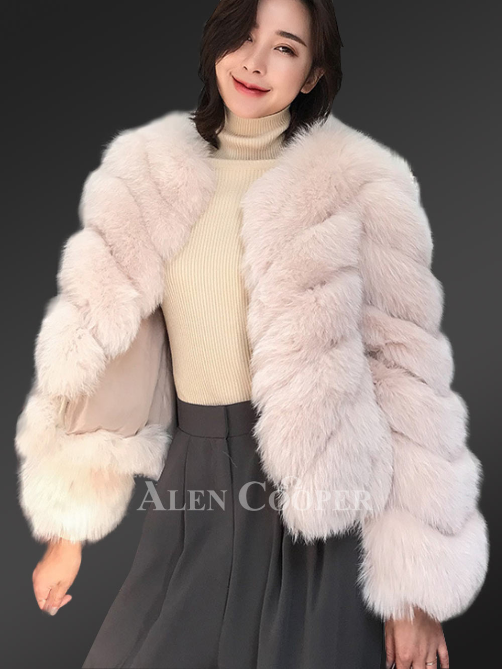 Pelted brown jacket for women - Image 5