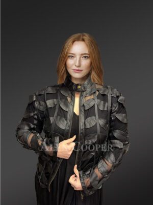 Spring Netted Black Leather Jacket