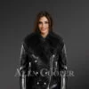 Stunning Range Of Women’s Black Moto Leather Jackets with Detachable Black Fox Paragraph Fur Collar