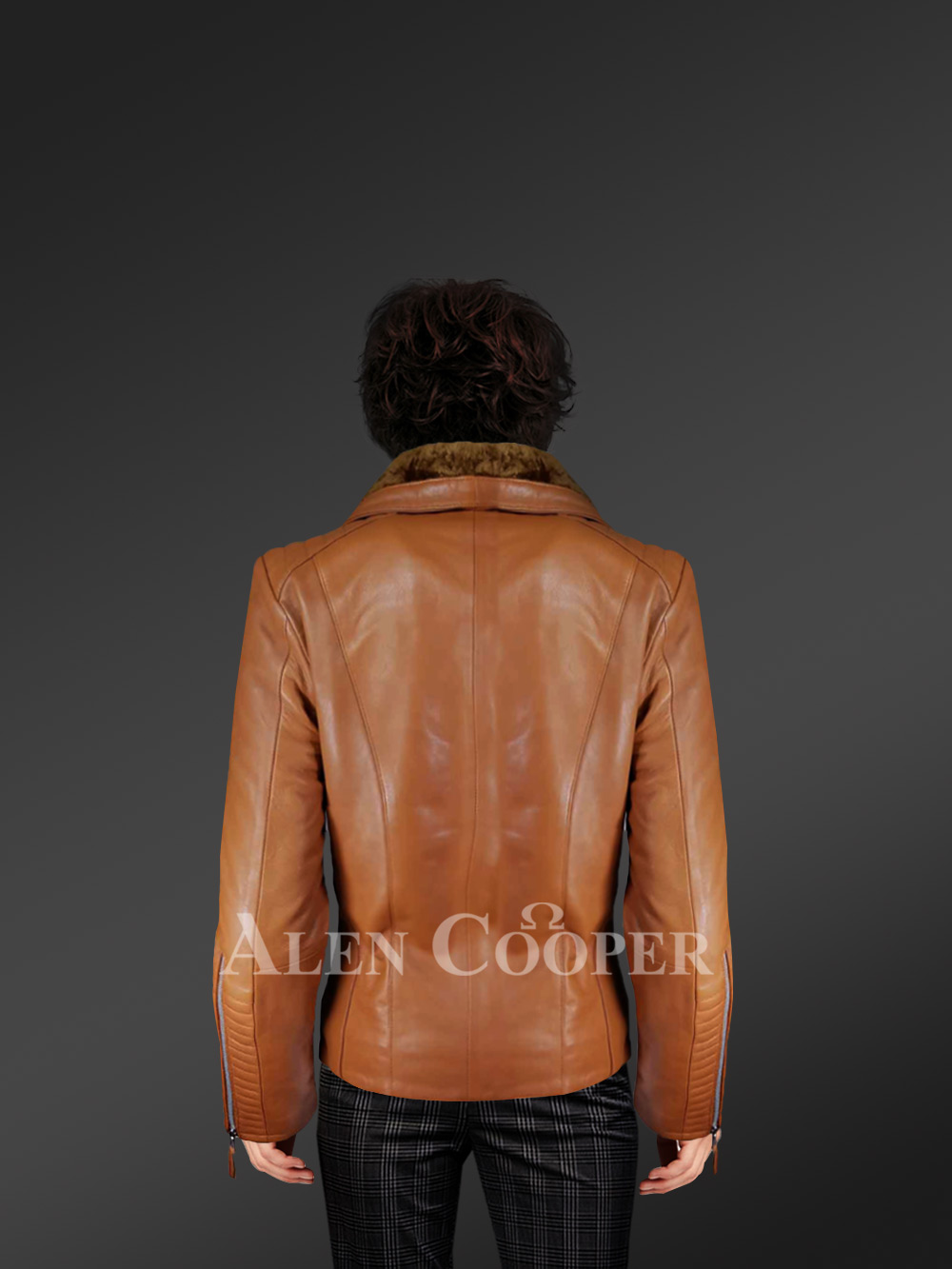 Womens Shearling Jacket in Tan Shade – Look Elegant Enjoying Comfort of Shearling - Image 3