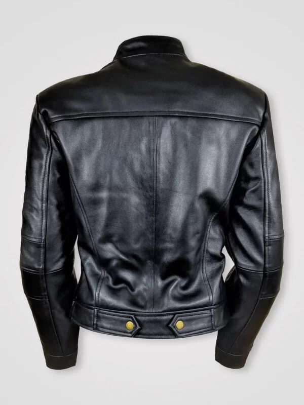 Stylish Leather Motorcycle Jacket with Asymmetrical Zipper Closure - Image 6