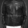 Super Soft Slim Fit Quilted Real Leather Jacket for Men in Black