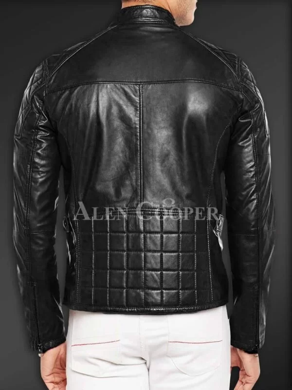 Super Soft Slim Fit Quilted Real Leather Jacket for Men - Image 9