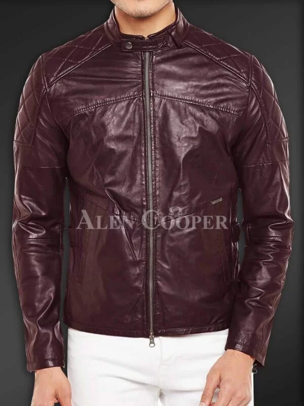 Super Soft Slim Fit Quilted Real Leather Jacket for Men - Image 2