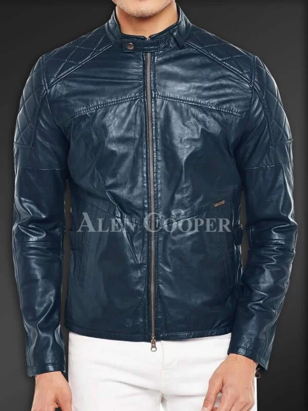 Super Soft Slim Fit Quilted Real Leather Jacket for Men - Image 4