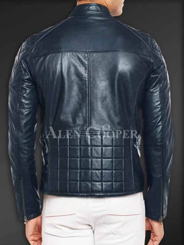 Super Soft Slim Fit Quilted Real Leather Jacket for Men - Image 12