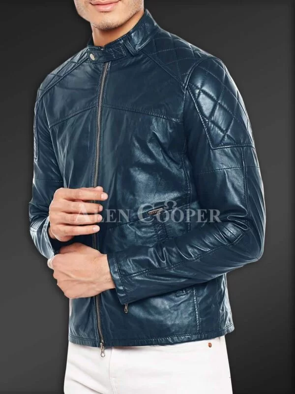 Super Soft Slim Fit Quilted Real Leather Jacket for Men - Image 8