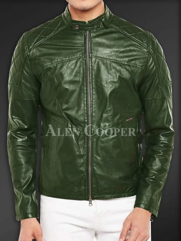 Super Soft Slim Fit Quilted Real Leather Jacket for Men - Image 3