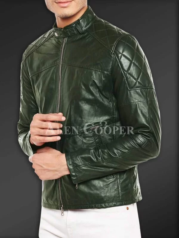 Super Soft Slim Fit Quilted Real Leather Jacket for Men - Image 7