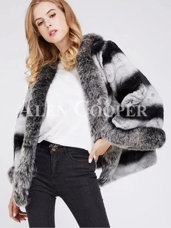 Super Stylish Bi-Color Real Fur Warm Winter Coat for Women - Image 2