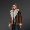 Tan Brown Sheepskin Shearling Jacket For Women