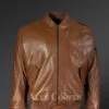 Tan Color Real Italian Leather Bomber Jacket for Women