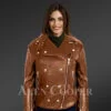 Tan leather biker jackets