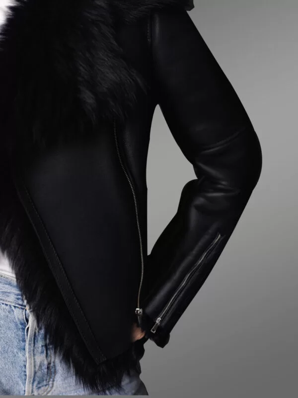 Toscana Shearling Jacket for Women in Nappa Black Finish - Image 3