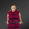 Womens Fox Fur Vest in Wine Shade