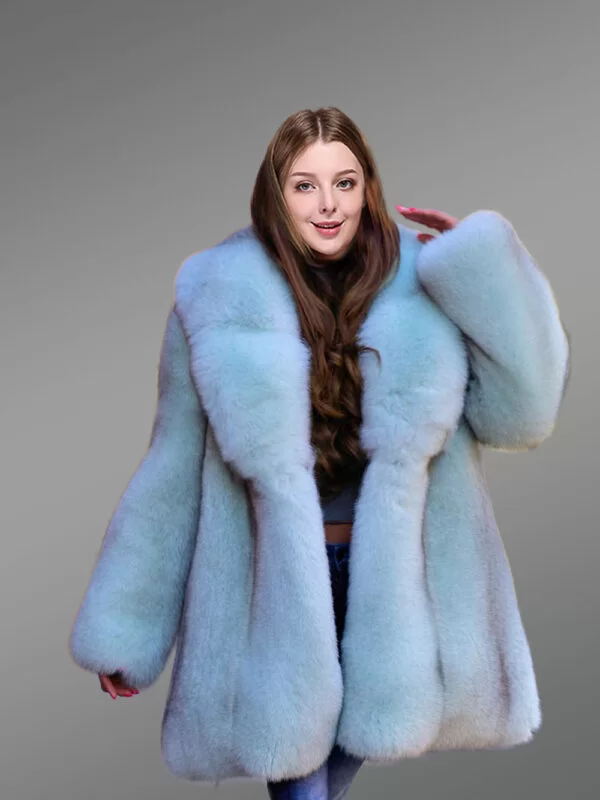 White Swing Coat in Arctic Fox Fur for Women