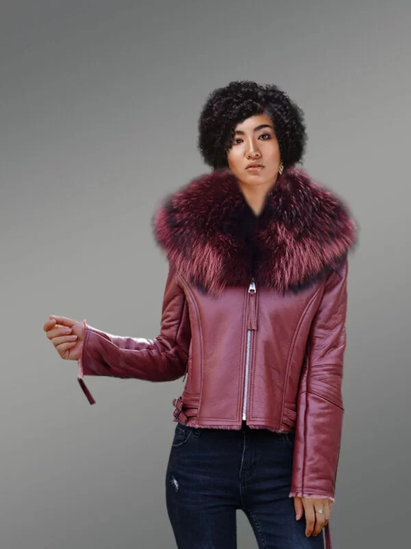 Wine Real leather Jacket